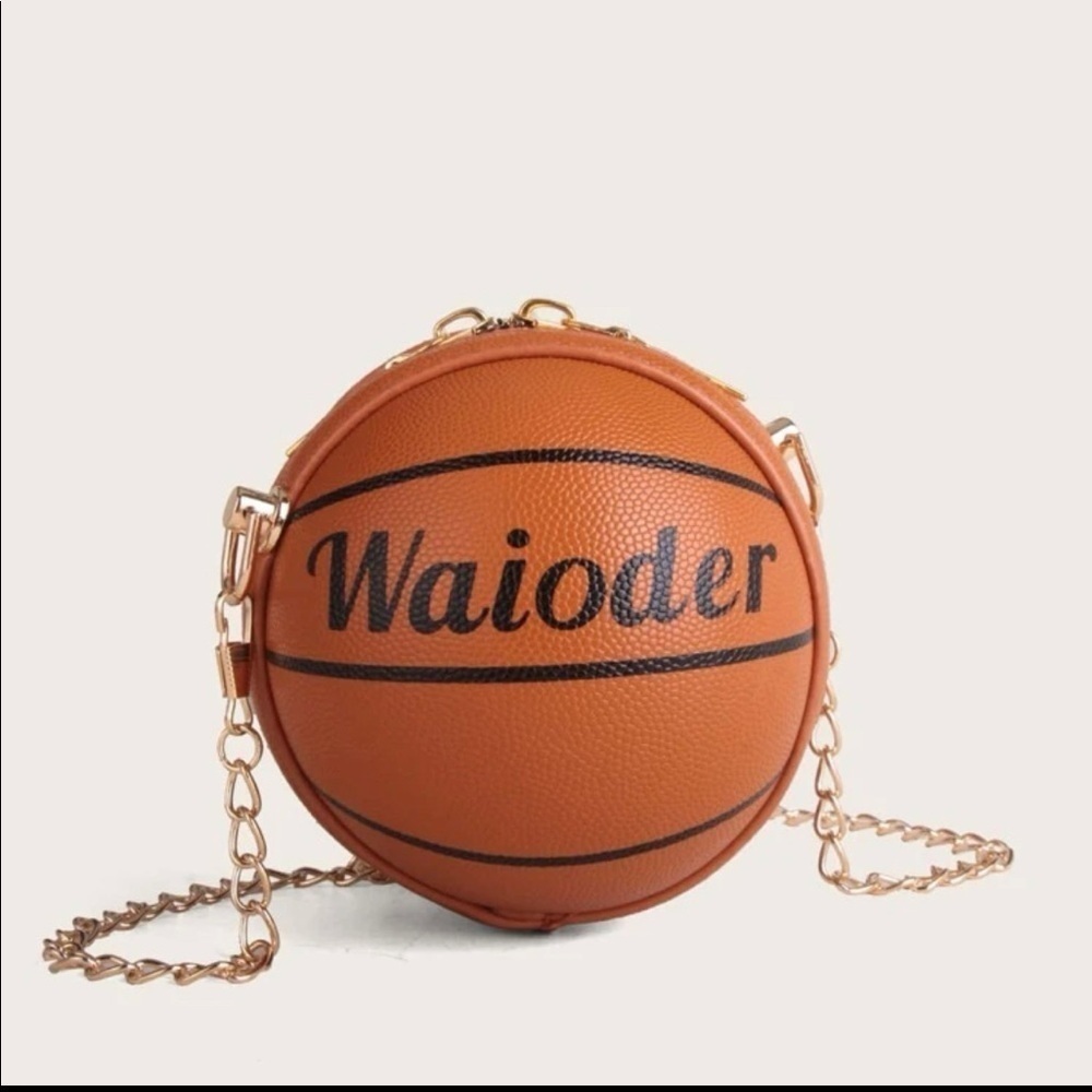 Mini Womans Basketball Handbag with Gold Chain Strap